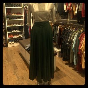 vintage dark green maxi skirt with pockets